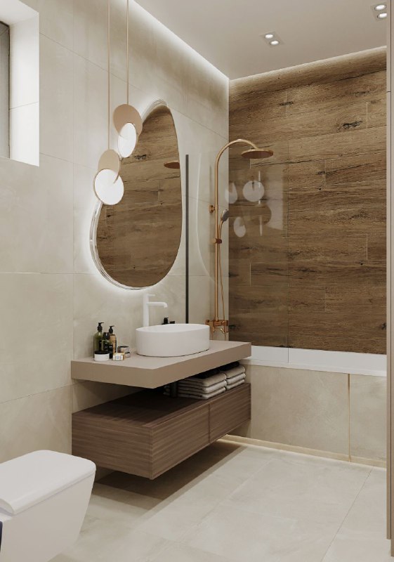 На втором этаже проекта домвсочи спальня 17,4 с собственной ванной 5,4 кв.м. Мягкая бежево пастельная палитра, глубокие зелёные акценты и латунные ... - изображение 8 - проекта, telegram, view