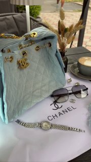 Chanel Chanel 25 Light Blue Denim Handbag, фото 12