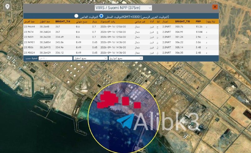 As of today, a gas flare of about 50 megawatts is occurring in Yanbu, which is the highest in the last 10 days, and even exceeds the level recorded in the east-west pipeline alignment.