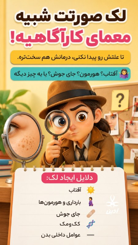 🌱🌱اندام جذاب🌱🌱: صورتت لک افتاده و خودتم نمیدونی از کجا خوردی؟ 🕵️♀️🔍لک صورت مثل یه دزدِ کلکباز میمونه! تا نفهمی از کجا وارد شده، نمیت