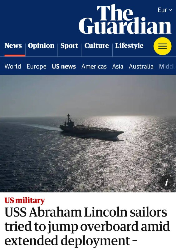— 🇺🇸/🇮🇷 חדש: מלחים על סיפון ה-USS אברהם לינקולן חווים משבר בריאות הנפש, כאשר כמה מלחים מנסים לקפוץ מעל…