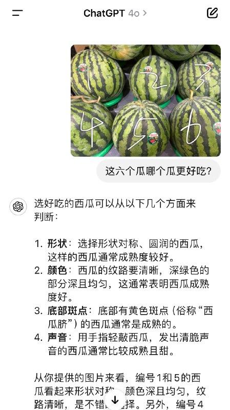 昨天抱着试一试的心态，用GPT-4o挑了个瓜
