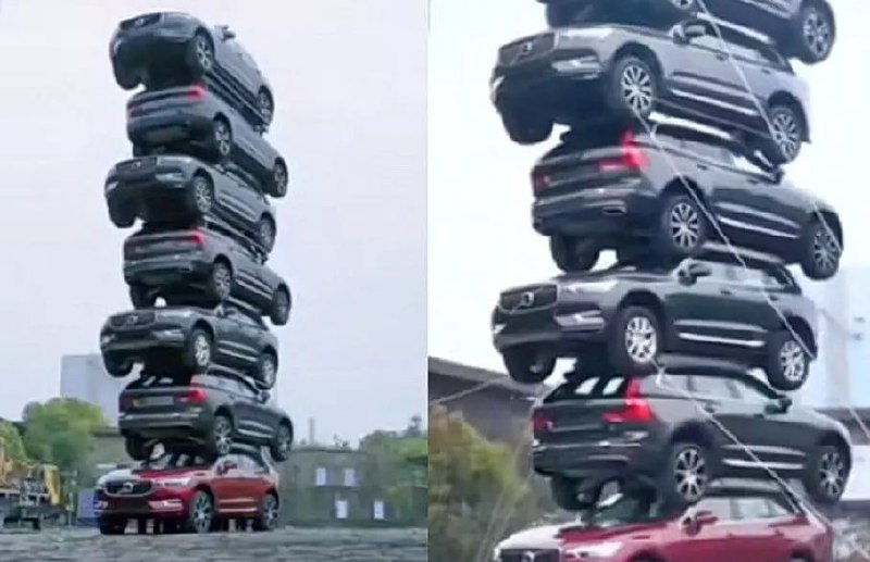 Chery соорудила башню из семи кроссоверов, скопировав рекламную компанию Volvo 4