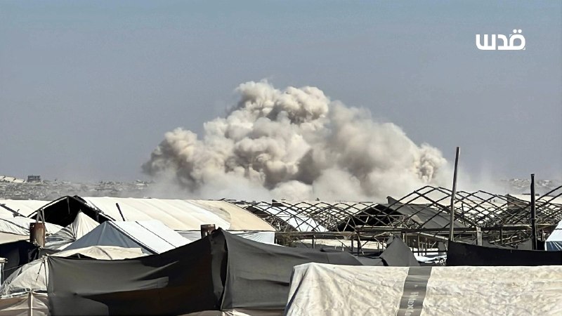 הרגע שבו ביצע הכיבוש פעולת הפצצה גדולה עם חומרי נפץ מזרחית לעיר חאן יונס, מדרום לרצועת עזה.