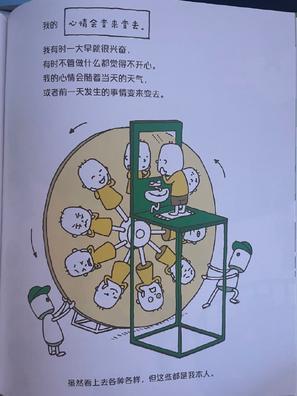 #三项式 #绘本 分享Day 806今天又翻出了吉竹伸介的绘本《做个机器人，假装是我》最近AIGC很火，可以生成人像，可以模仿语言说话风格，那么“我”到底是谁呢？大家都在聊的AI个人助理，这本几年前出版的绘本里就形象幽默地畅想过了：小朋友想“写作业、打扫卫生、整理房间......每天都要做这些不喜欢的事情，好烦啊！如果做一个机器人，让它假装是我，然后去做那些我不喜欢做的事情呢？但是替身可不能穿帮，它必须和我一模一样，那我是什么样呢？”最近看了一些心理学和哲学的内容，再看这个绘本，别有一番乐趣和感悟