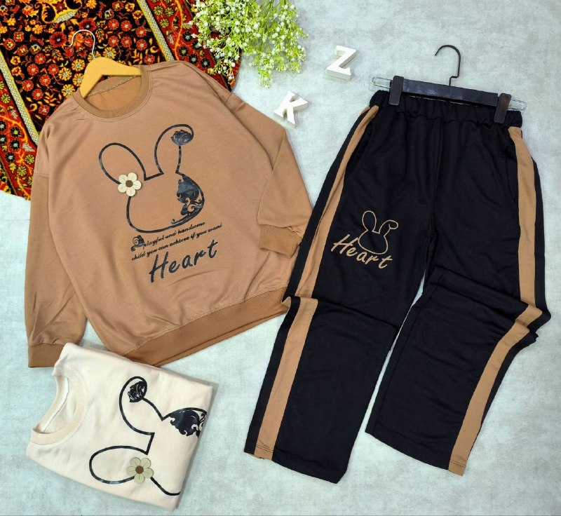 🎖تولیدي پوشاك مشهدتي تي: کد 700968بلوز شلوار لش دخترانه heart 💜 💜 💜 سایز 60 65 ✂️ ✂️ ✂️ جنس پارچه دورس پنبه درجه یک 2 رنگ 👌 👌 👌 قیمت 968.000 توما