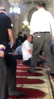 The occupying forces attack the Bab al-Rahma prayer hall in the blessed Al-Aqsa Mosque