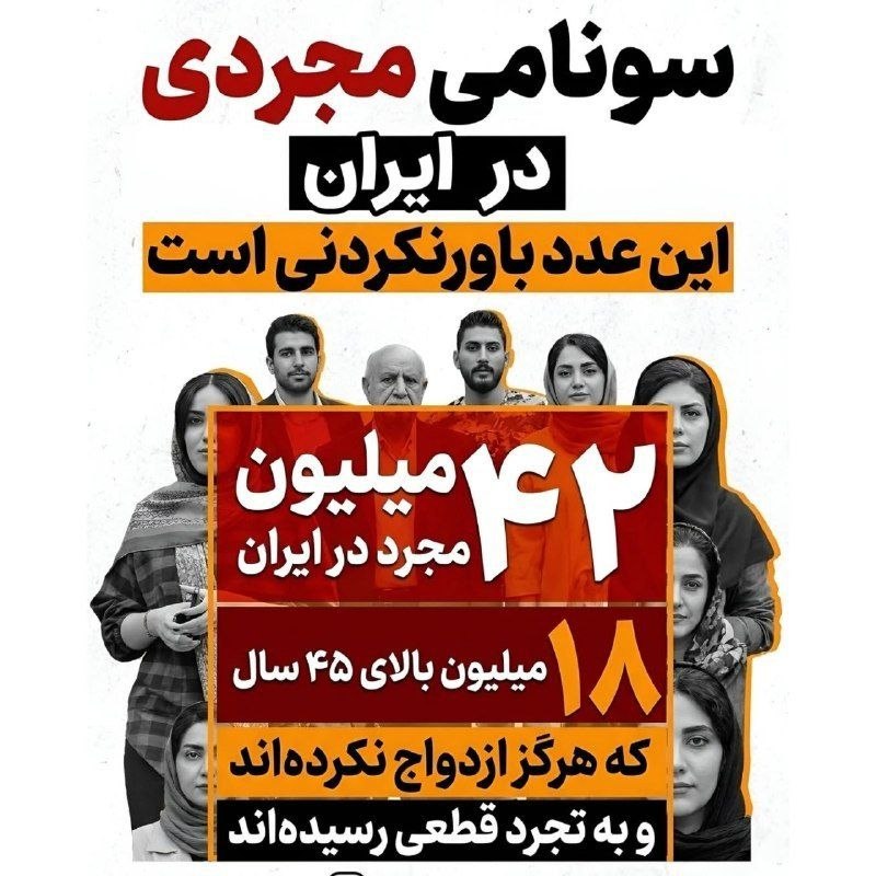 قوشه کند نیوز: ♦️سونامی مجردی در ایران!! این عدد باورنکردنی است⬅️به گزارش ایرنا بر اساس آمارهای رسمی مجموع مجردین هرگز ازدواج نکرده بال