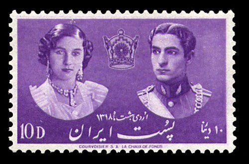 ردپای تاریخ: تمبری که اداره پست ایران، به مناسبت ازدواج محمدرضا پهلوی با فوزیه شاهزاده مصری، منتشر کرد.فوزیه در سال ۱۳۲۳ به طور رسمی