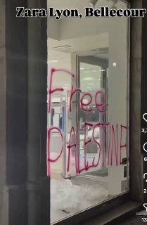 🇫🇷 Looters write "Free Palestine" on the windows of a Zara store after vandalizing it.
