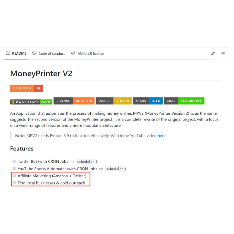 今日 github 排名第一开源项目，MoneyPrinterTurbo，中文名：涡轮增压印钞机，利用 AI 大模型，只需提供一个视频 主题 或 关键词 ，就可以全自动生成视频文案、视频素材、视频字幕、视频背景音乐，然后合成一个高清的短视频