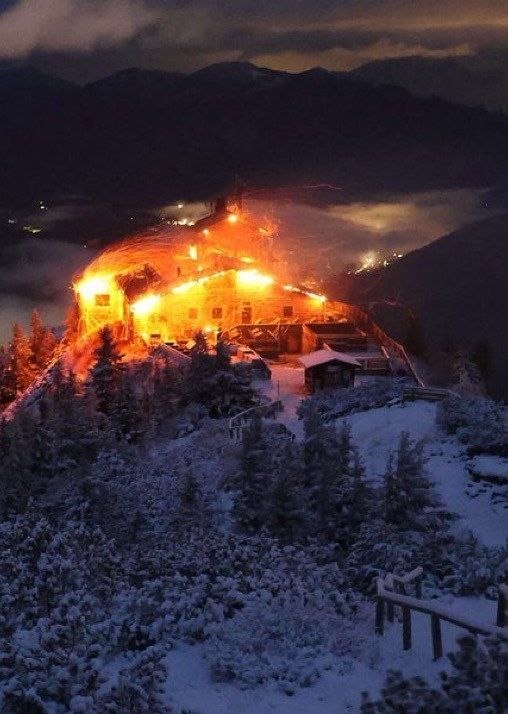 Adolf Hitler's infamous Alpine retreat, the Eagle's Nest, was almost completely destroyed in a massive fire that broke out overnight in the German town of Berchtesgaden. The police suspect that it was a deliberate arson.