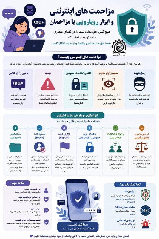 کانال خبری شیز/تکاب: 🔴 مزاحمت های اینترنتی و ابزار رویارویی با مزاحمان#اینفوگرافیک #سواد_رسانه 🚩نهضت سواد رسانهای انقلاب اسلامی (نسرا) آذربا