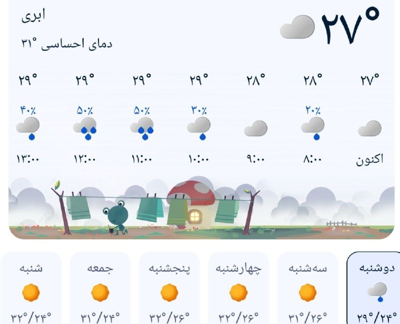 اینجا هادی‌شهر: 🌦 وضعیت آب و هوای امروز هادی‌شهر و پیش بینی ۵روز آینده 🍉 اینجا هادی‌شهر؛مرجع‌رسمی‌خبری‌هادی‌شهر👇🌾 @Inja_Hadishahr