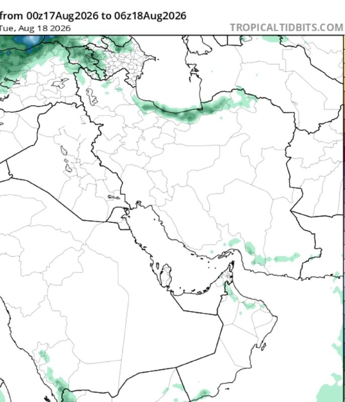 آب و هوای مشهد: 🔸الگوی بارشی منتهی به صبح فردا مدل اتحادیه اروپا 🔹بارندگی داریم در نوار شمالی و بخش هایی از جنوب و جنوب شرق @Havashenasi