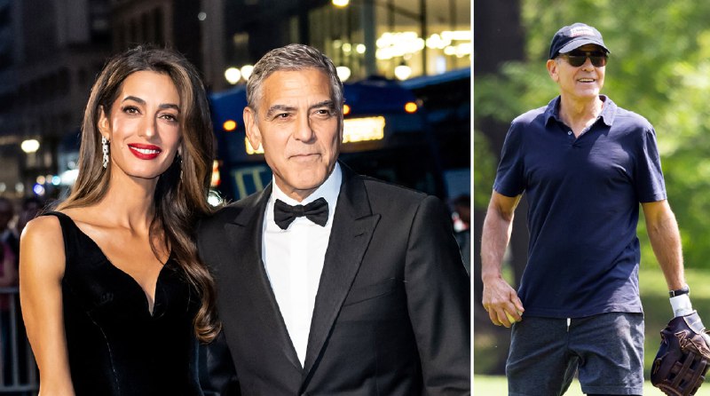 George Clooney appears unbothered playing softball amid reports his wife could be barred from future US visits