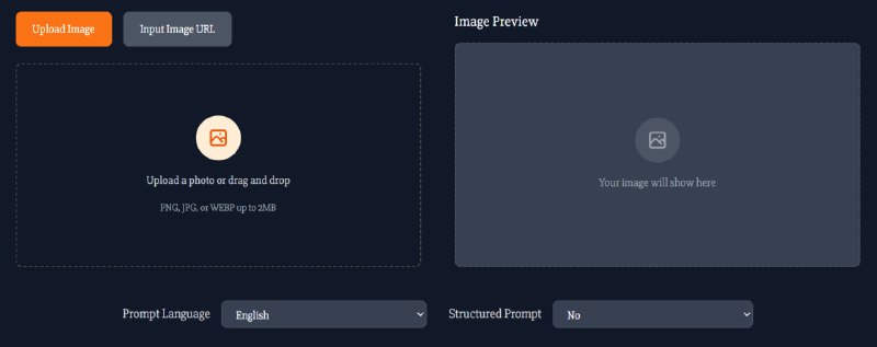 🆔  网站名称：Imagetoprompt⭐  网站功能：AI 图像提示生成器📁  网站简介：一个免费的 AI 图像提示生成器，可以将图像转换为详细的高质量提示
