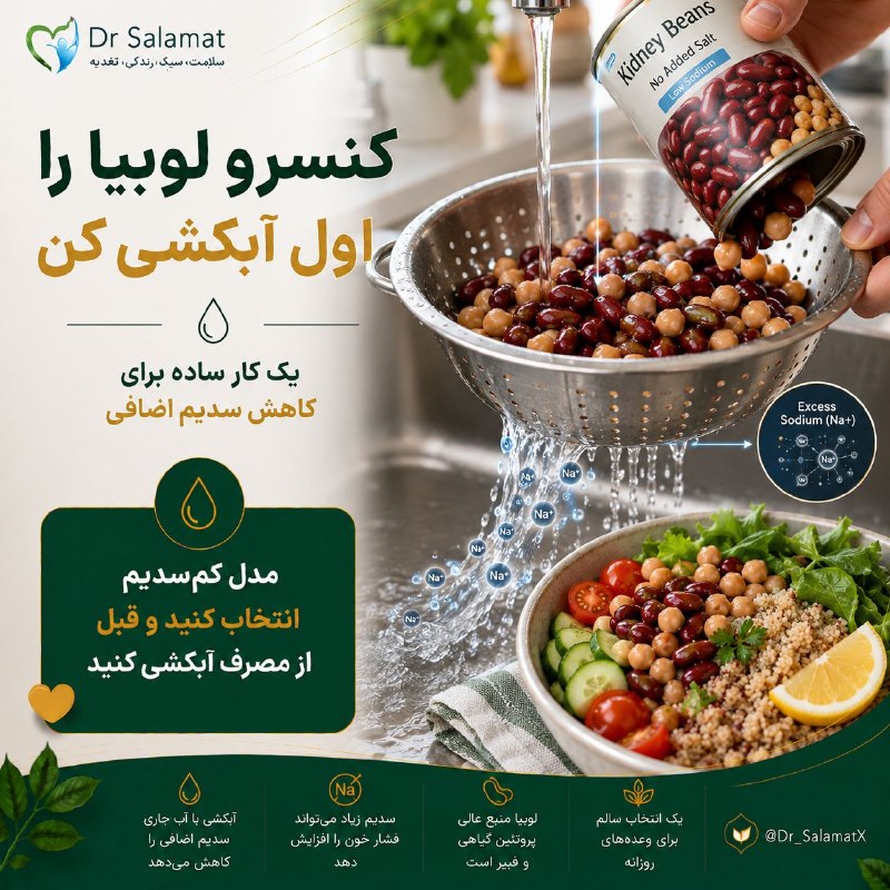 🌹 شبنم 🌹: 🫘 کنسرو لوبیا داری؟ قبل از خوردن آبکشش کن🟠 حبوبات گزینه‌ای کاربردی برای اضافه کردن پروتئین گیاهی و فیبر به ناهار هستند. 