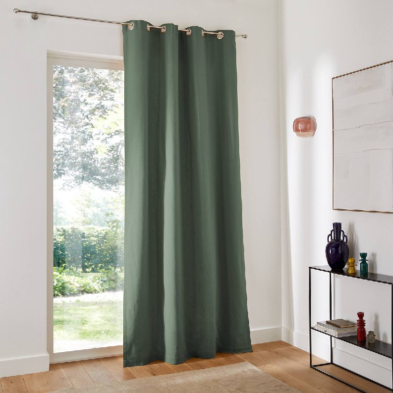 Штора Panama цвета зеленого шалфея из 100 хлопка. Люверсы создают красивые ровные волны и ниспадающий эффект ткани. Такие шторы отлично впишутся в ... - изображение 1 - штора, panama, цвета