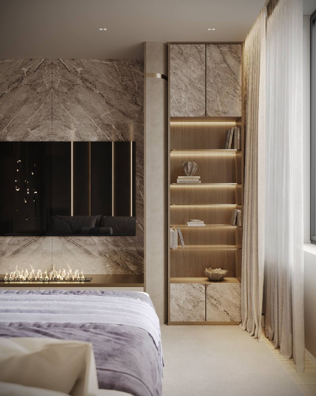 5 трендовых интерьерных решений в спальне нашего проекта в ЖК Событие 3 1. Мягкое изголовье с подсветкой Изголовье выполнено в форме мягких волн ре... - изображение 5 - решений, спальне, изголовье