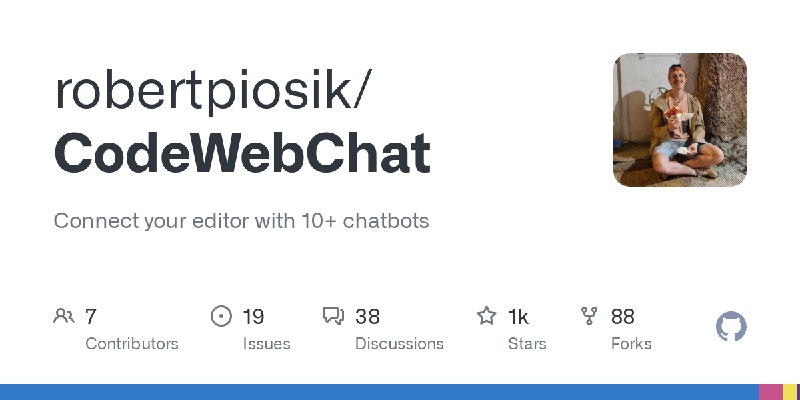 GitHub - robertpiosik/CodeWebChat: Connect your editor with 10+ chatbots
