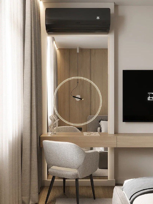 Оцените проект спальни и кабинета от 1 до 5 в комментариях Спальня - 14,5 кв.м Кабинет - 19,3 кв.м Дизайнер Наталья квартира70квм Узнать стоимость ... - изображение 4 - telegram, view, оцените