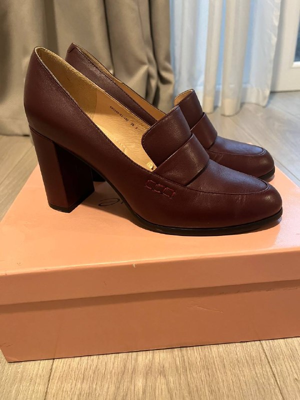 1) туфли осенние Эконика. Натуральная кожа. Высота каблука 8,5 см (очень удобная колодка). Новые. р- — фото 1