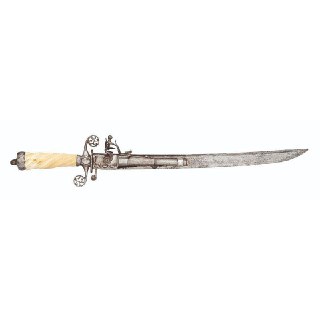 English hunting sword combined with a flintlock pistol, circa 1780.Time Machine | Historical Photo