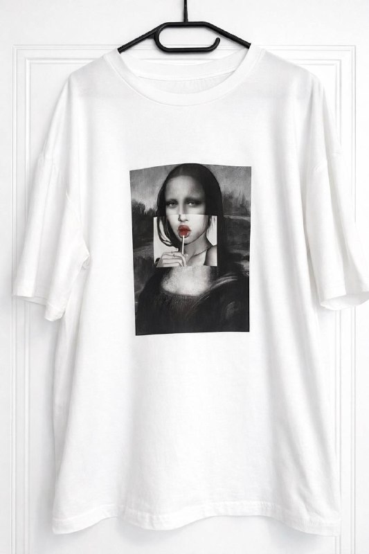 1️⃣ Белая футболка SHEIN с принтом Mona Lisa. — фото 1