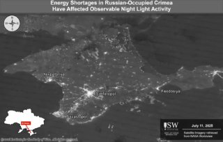 The Institute for the Study of War shared satellite imagery indicating reduced nighttime light activity across Russian-occupied Crimea, saying the changes reflect the impact of recent energy shortages.