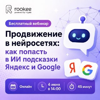 Эксперты Rookee расскажут, как попасть в подсказки ИИ Яндекс и Google на бесплатном вебинаре 4 июня🫐 Читать новость 🫐Разберем реальные механики попадания в ответы поисковых систем____________________➖ Мы в MAX: SEOnews и Лайкни