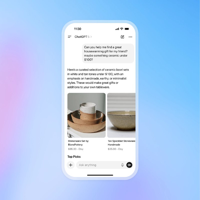 Open AI 感觉要变成一个超级应用了啊#ai创造营#昨晚支持了直接购物付款全流程，你可以跟 GPT 询问你想要买的产品的要求，GPT 会搜索所有符合要求的
