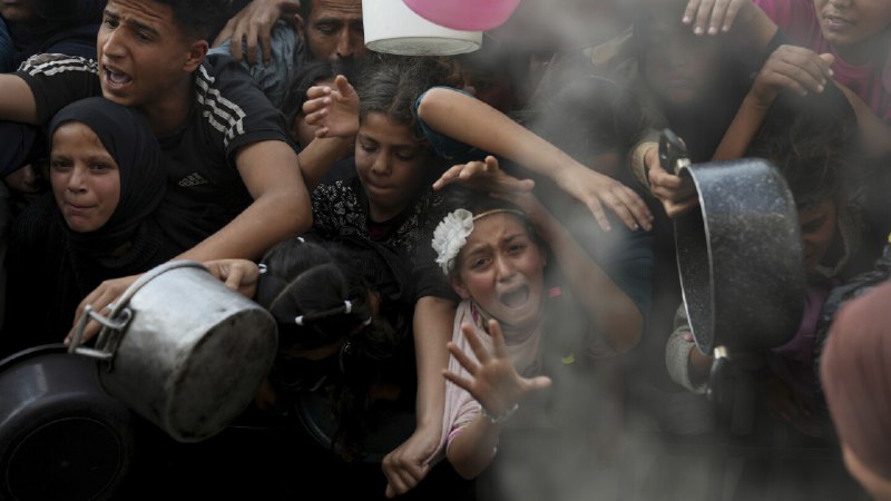 Desperate children and adults in Gaza struggle to get food as Israel blocks aid