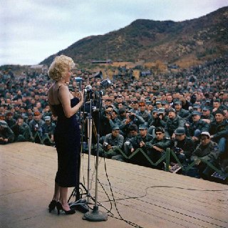 Marilyn Monroe entertains American soldiers during the Korean War, 1954.Time Machine | Historical Photo
