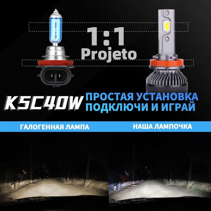 DAWNKNIGHT K5C 40 Вт K6C H7 светодиодная лампа 4300K 6000K H7 адаптер комбинированное отправка русск 2