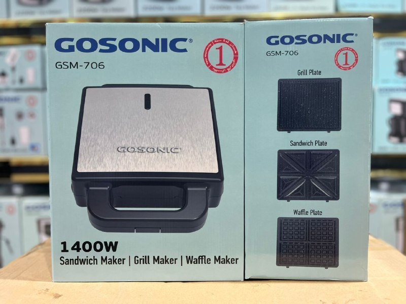 پخش عمده لوازم آشپزخانه آرين (GOSONIC): 🎯 ساندویچ ساز گوسونیک موجود شد✅ کد 706 ⚜✅ 4 خانه 💠♦️ دارای صفحه اضافه ♦️🌈 رنگ مشکی سیلور ⚜✅ قدرت 1400 وات 💠✅ کیفیت عالی 