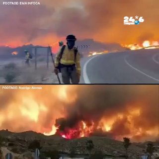 🇮🇱 במקורות ספרדים מדווחים על שריפה גדולה באזור לוס-גאיארדוס. בתיעוד ניתן לראות עשן כבד ולהבות חשופות.