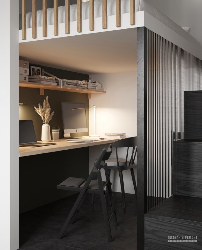 Квартира - студия 23 м в для молодой пары Помимо общих задач к жилью, требовалась рабочая зона для двоих без доступа прямого света. Высота потолка ... - изображение 7 - дизайн, квартира, студия