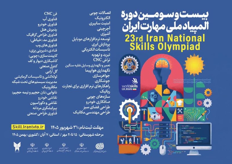 باشگاه پژوهشگران جوان رشت: در راستای شناسایی و پرورش استعدادهای برتر فنی کشور؛آغاز ثبتنام بیستوسومین دوره مسابقات ملی مهارتirantvto.ir/ZQDT🔹 فرآی