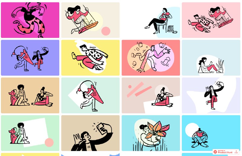 推荐一个免费的插画网站——Open Doodles，在 Producthunt 上获得了超过 2100+ 的点赞！链接：
