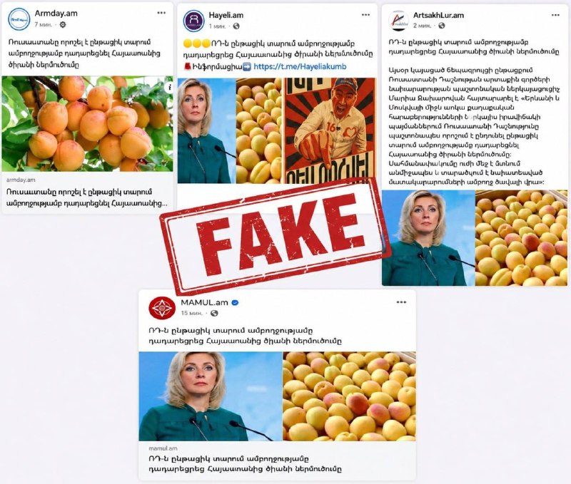 В Апаране распространяется фейк о запрете импорта армянских абрикосов перед выборами
