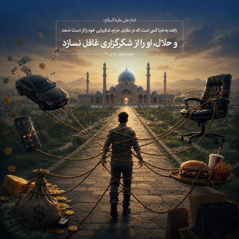 کانال خبری قائم شهر(قائم آنلاین): امام علی علیه السلام:اَلزَّاهِدُ فِي اَلدُّنْيَا مَنْ لَمْ يَغْلِبِ اَلْحَرَامُ صَبْرَهُ وَ لَمْ يَشْغَلِ اَلْحَلاَلُ شُ