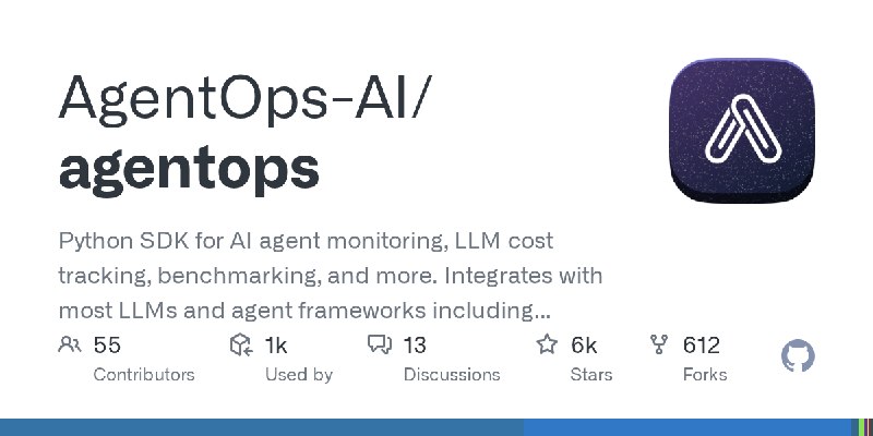 GitHub - AgentOps-AI/agentops: Python SDK for AI agent monitoring, LLM cost tracking, benchmarking, and more. Integrates with most…