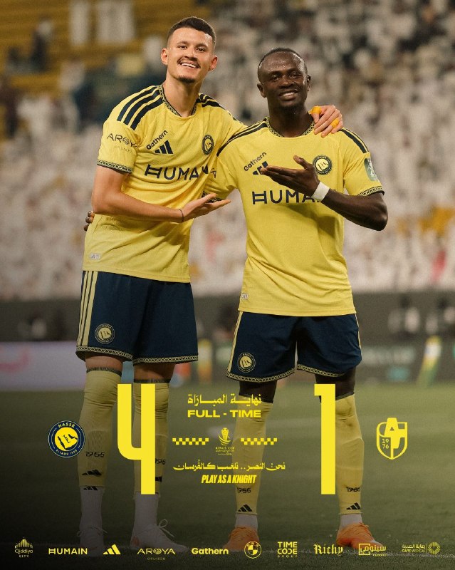فوتبالی | Footballi.net: 🌬پایان بازی الدرعیه 1⃣ - 🔢 النصرپاسخ کوبنده به گل میزبان؛ 🟡صعود النصر در غیاب کریستیانو رونالدو #جام_حذفی_عربستان https:
