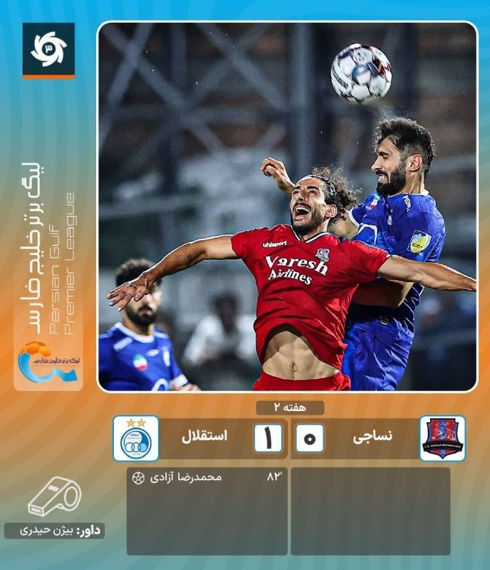 پرند فوری: ⚽️ پیروزی استقلال برابر نساجی در قائمشهر🔸نساجی 0 - استقلال 1#پرند_فوری🆔 @parand_fori