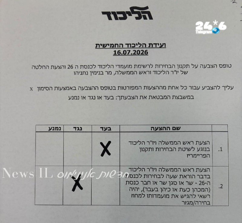 🇮🇱 חברי ועידת הליכוד שימו לב&33; מחר נלך אל הקלפיות כדי להצביע על תקנון הפריימריז שהוצג אתמול. לא להתבלבל…