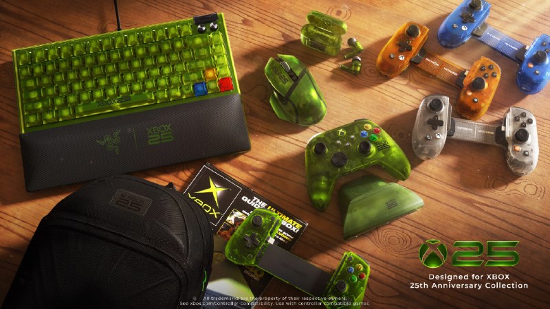 TechTube 𝕏 تک توب: مایکروسافت به مناسبت سالگرد 25 سالگی عرضه کنسول بازی XBOX محصولات شرکتهای مختلف رو با بدنه شفاف و رنگ سبز عرضه کرده که ا