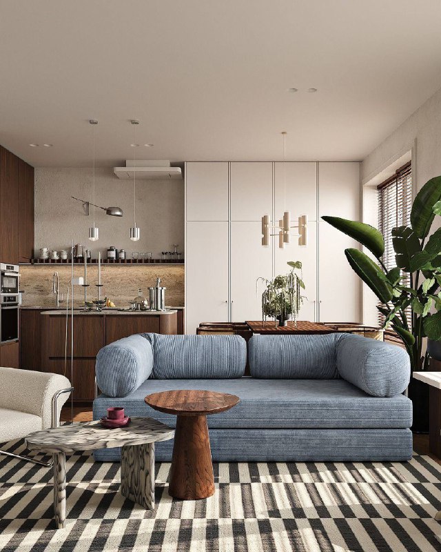 Смотрите, как классно чёрно-белый ковер разбавляет интерьер Кстати, ковер из Икеи, нашла такой на Яндекс Маркете - ссылка Please open Telegram to v... - изображение 1 - ковер, telegram, view