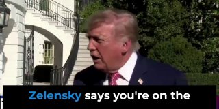 טראמפ: "זלנסקי לא יודע על מה הוא מדבר". בתגובה לטענת זלנסקי שהוא "בצד הלא נכון של ההיסטוריה", ירה טראמפ: זל…