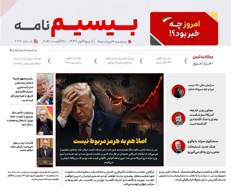 🎬 بیسیمچی مدیا: ✅ پربازدیدترین و مهمترین اخبار ایران و جهان در #بیسیم_نامه✅ @BisimchiMedia